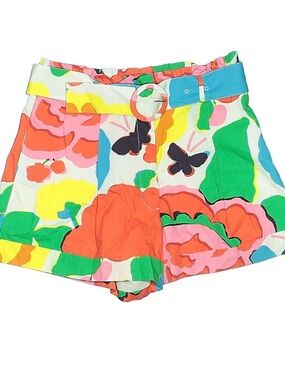 J. Crew Multicolor Floral Print Shorts with Blue Belt
